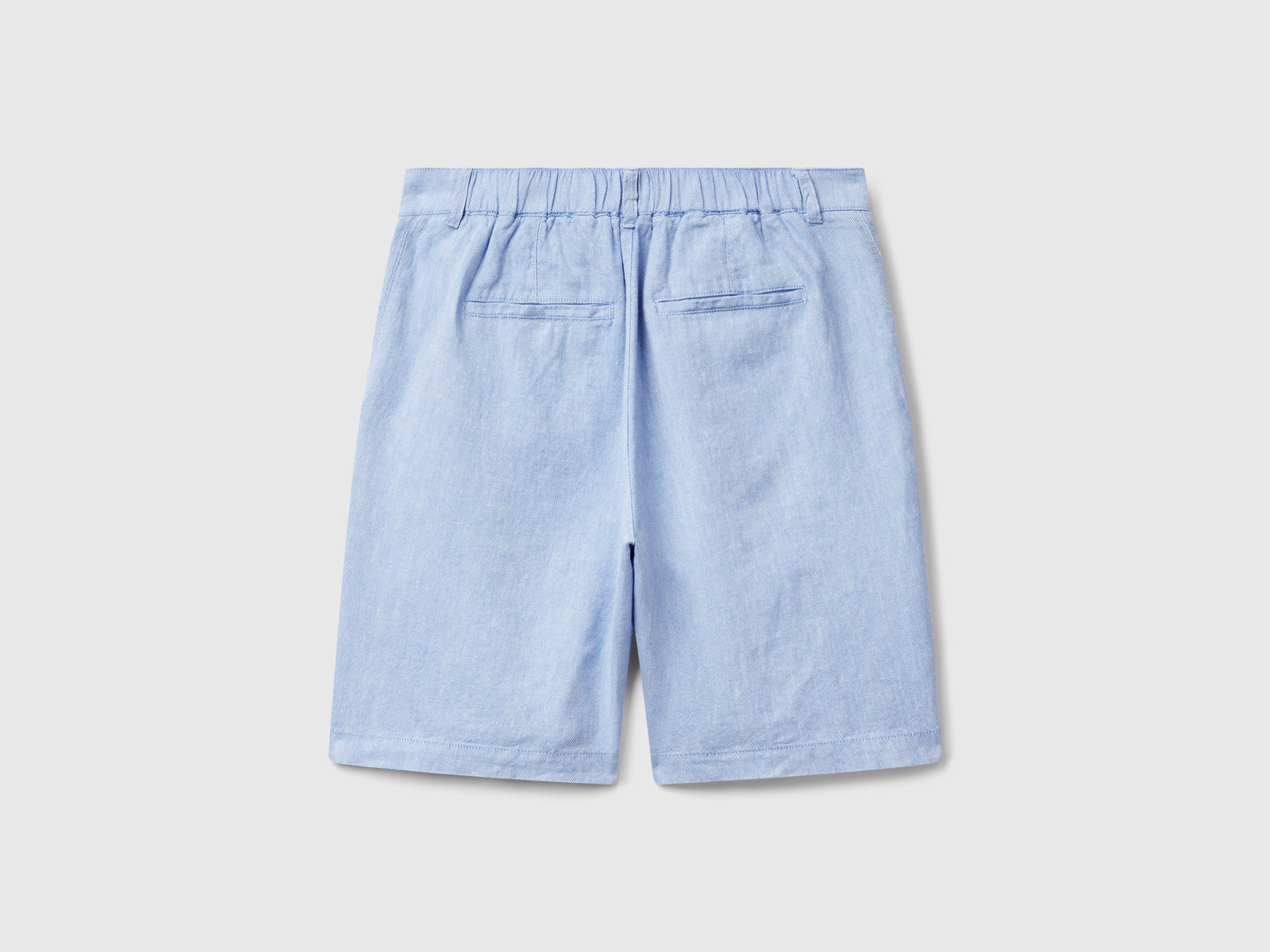 Bermuda a righe in misto lino da uomo celeste 2 | Benetton Outlet