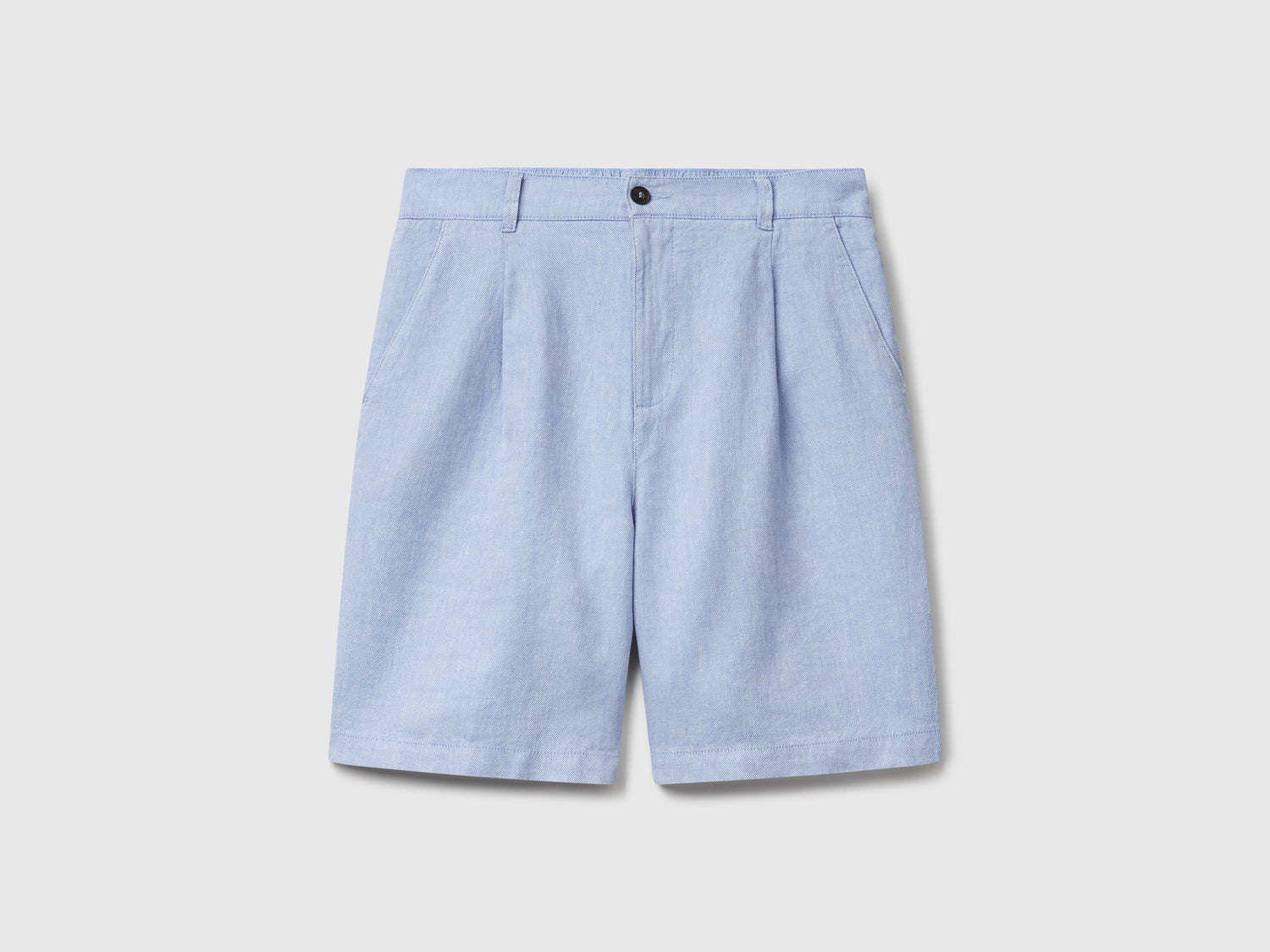 Bermuda a righe in misto lino da uomo celeste | Benetton Outlet