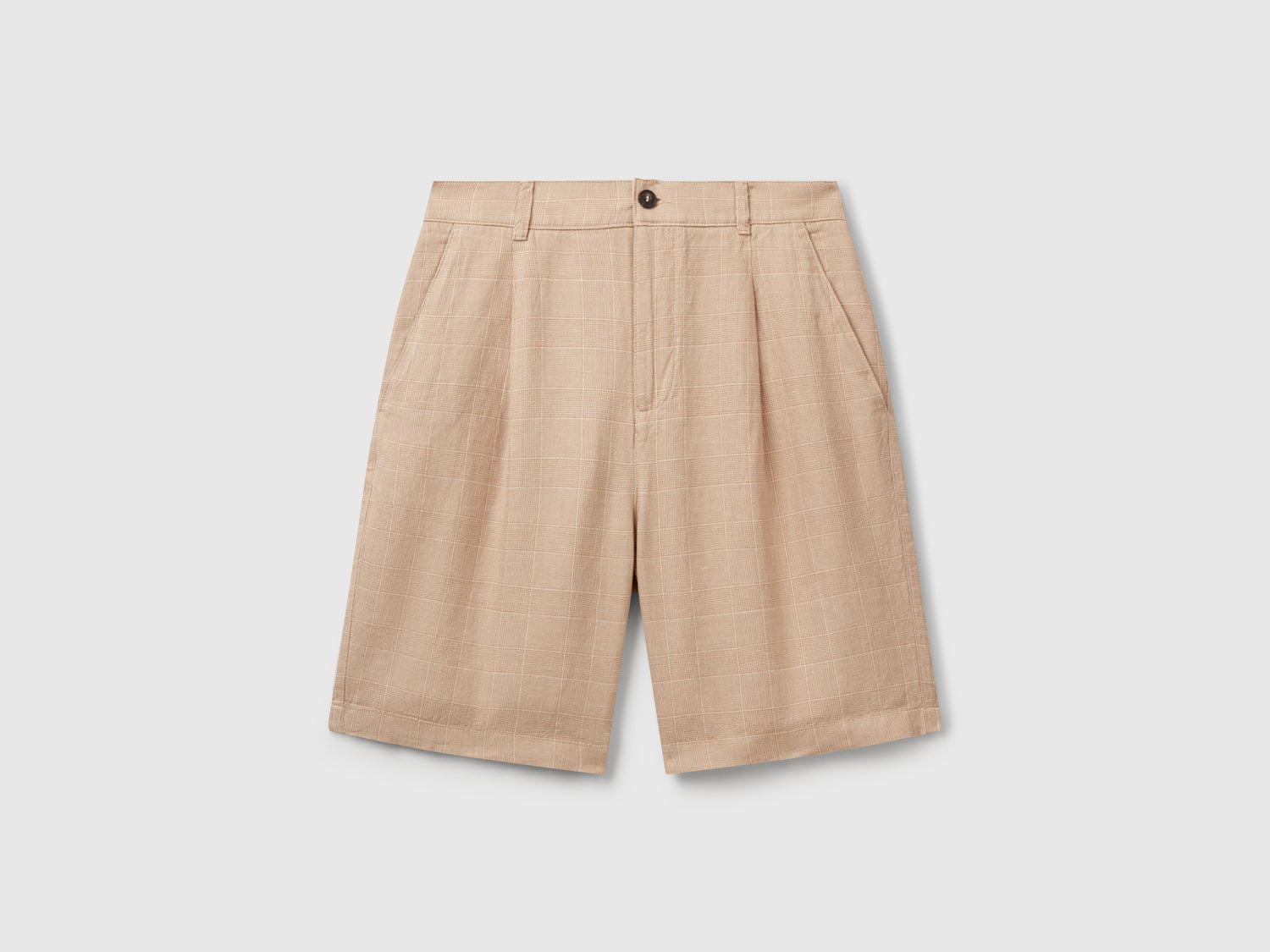 Bermuda a righe in misto lino da uomo beige | Benetton Outlet