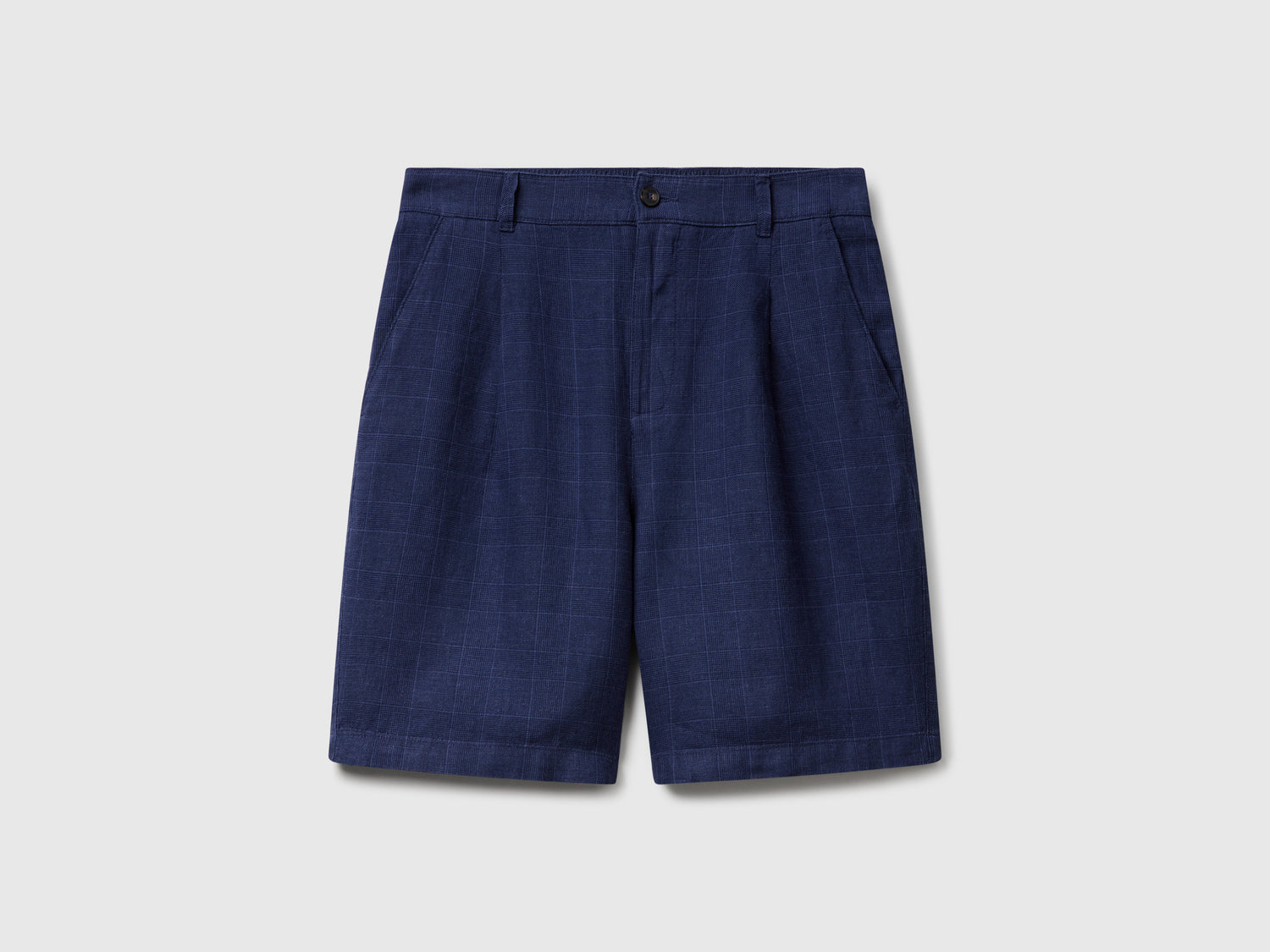 Bermuda a righe in misto lino da uomo blu scuro | Benetton Outlet