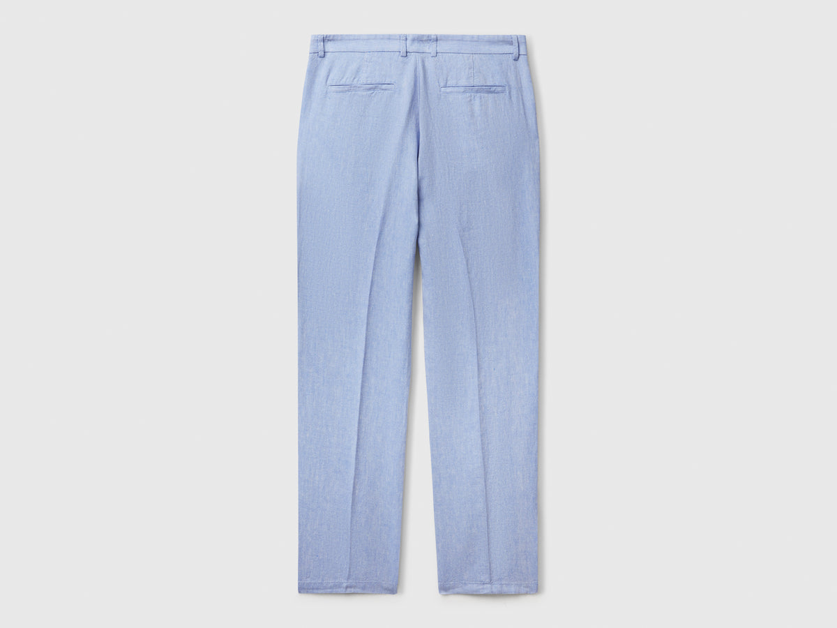 Chino rigati in misto lino