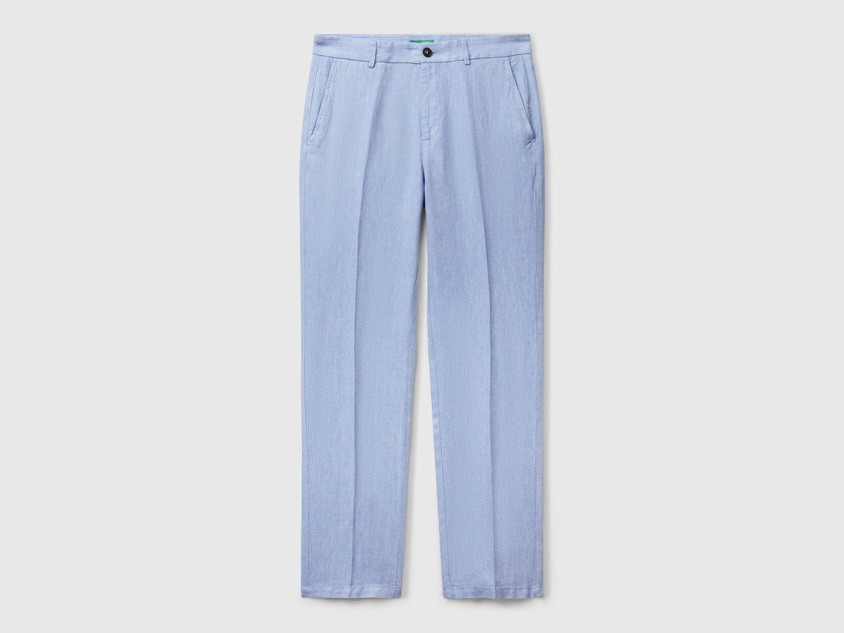 Chino rigati in misto lino
