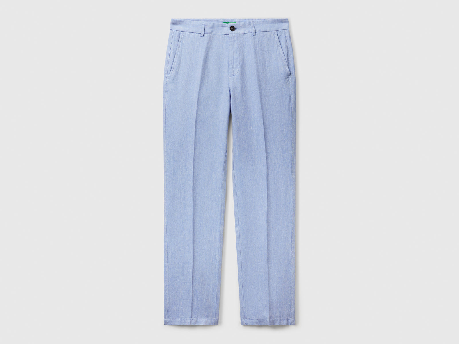 Chino rigati in misto lino da uomo azzurro | Benetton Outlet