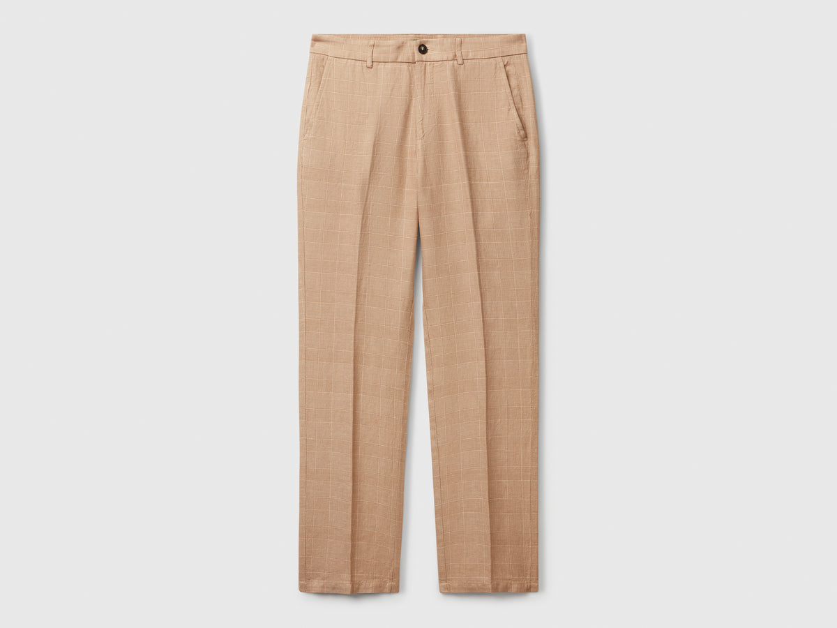 Chino rigati in misto lino