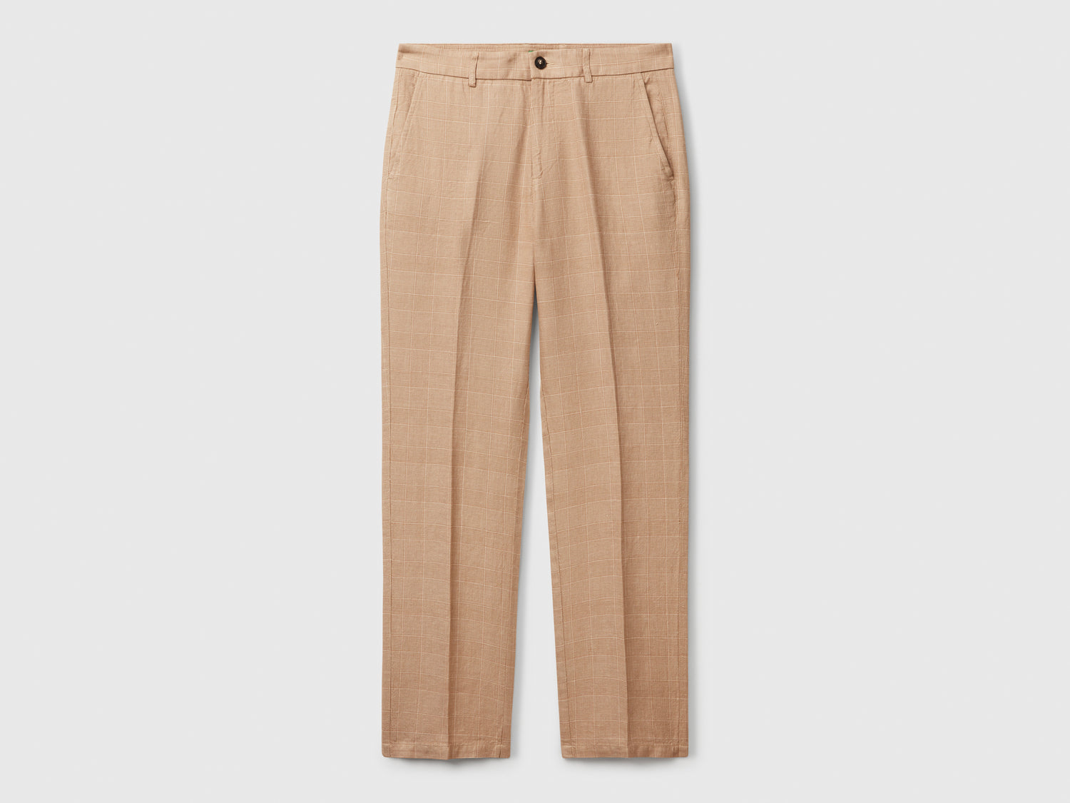 Chino rigati in misto lino da uomo beige | Benetton Outlet