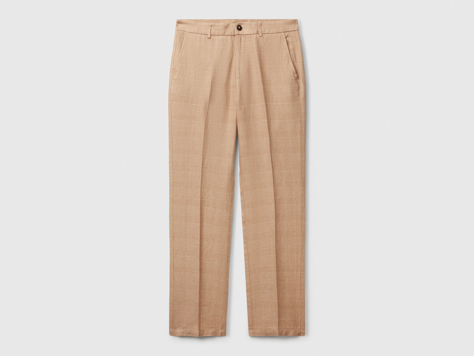 Chino rigati in misto lino da uomo beige | Benetton Outlet