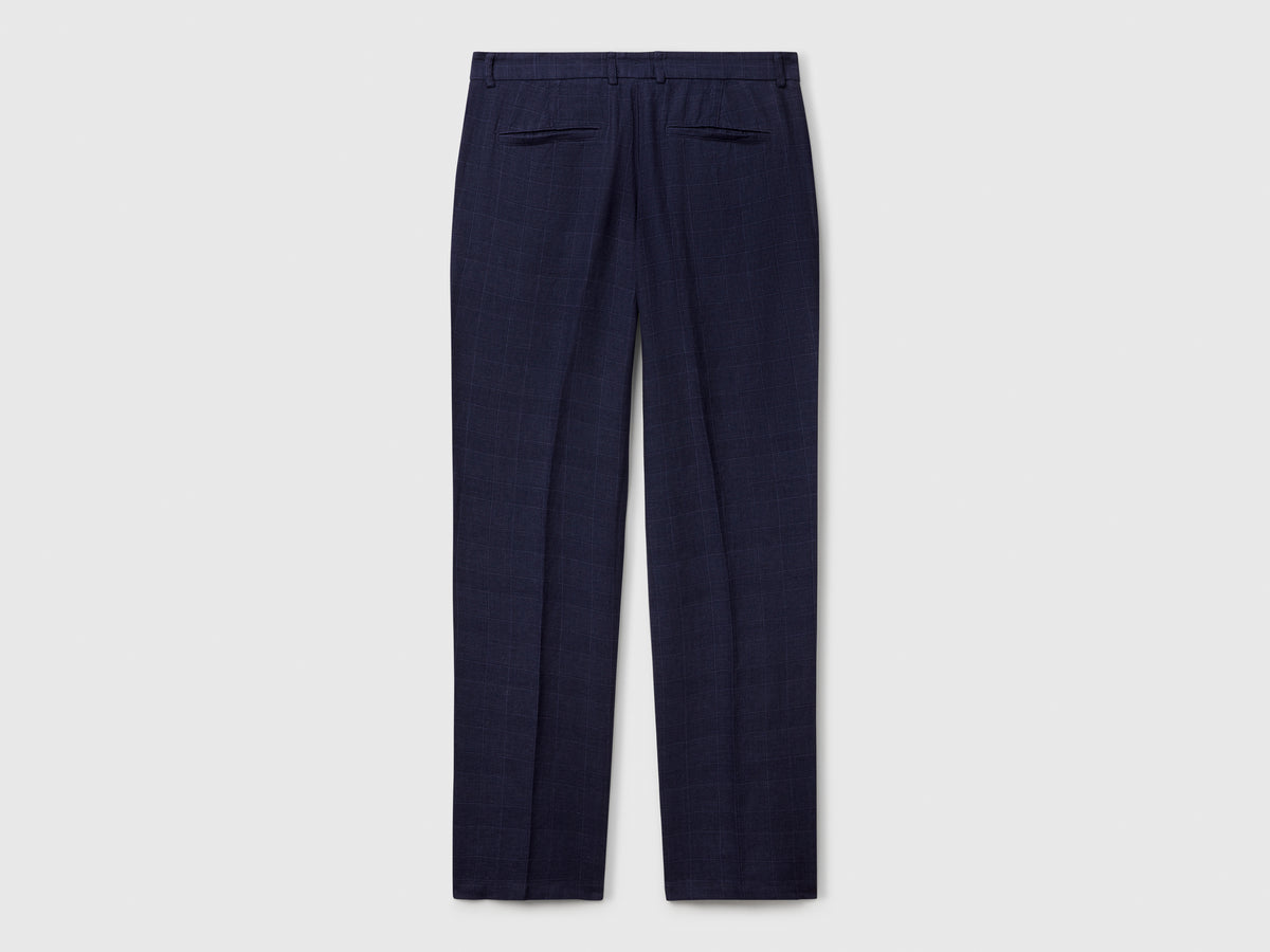 Chino rigati in misto lino