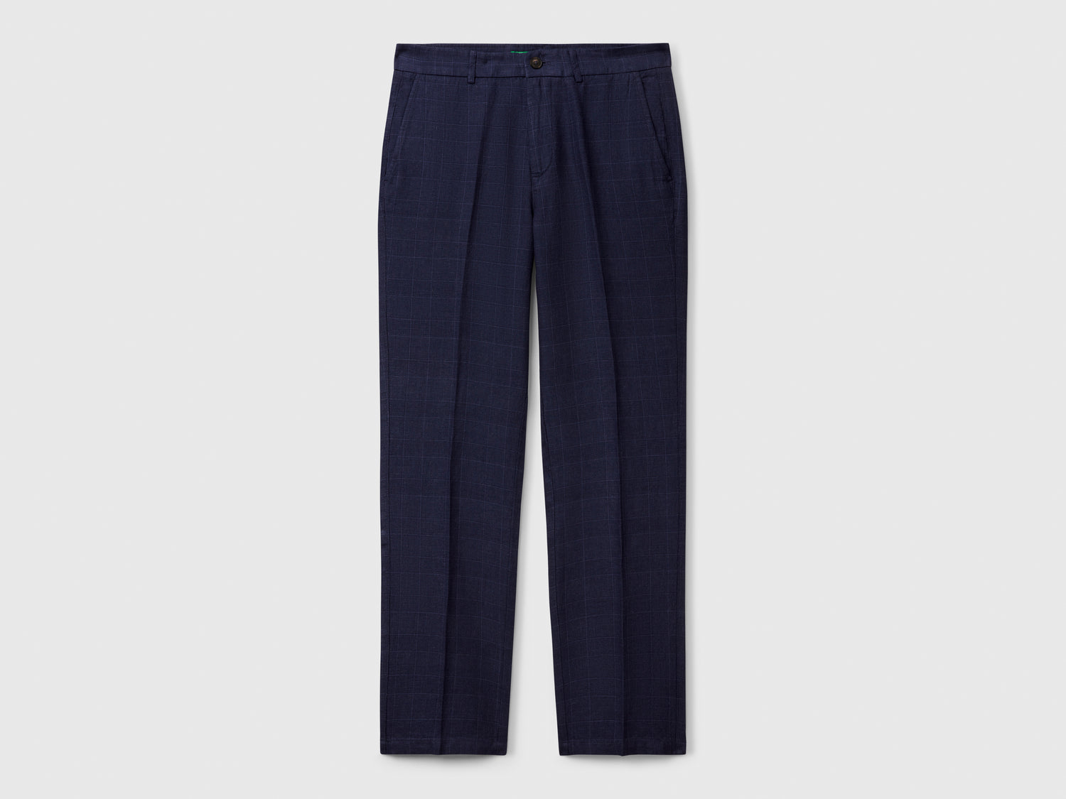 Chino rigati in misto lino da uomo blu scuro | Benetton Outlet