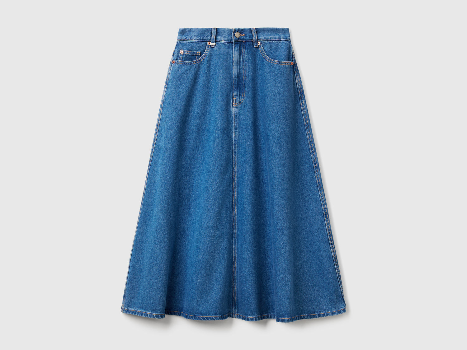 Gonna svasata di jeans da donna blu | Benetton Outlet