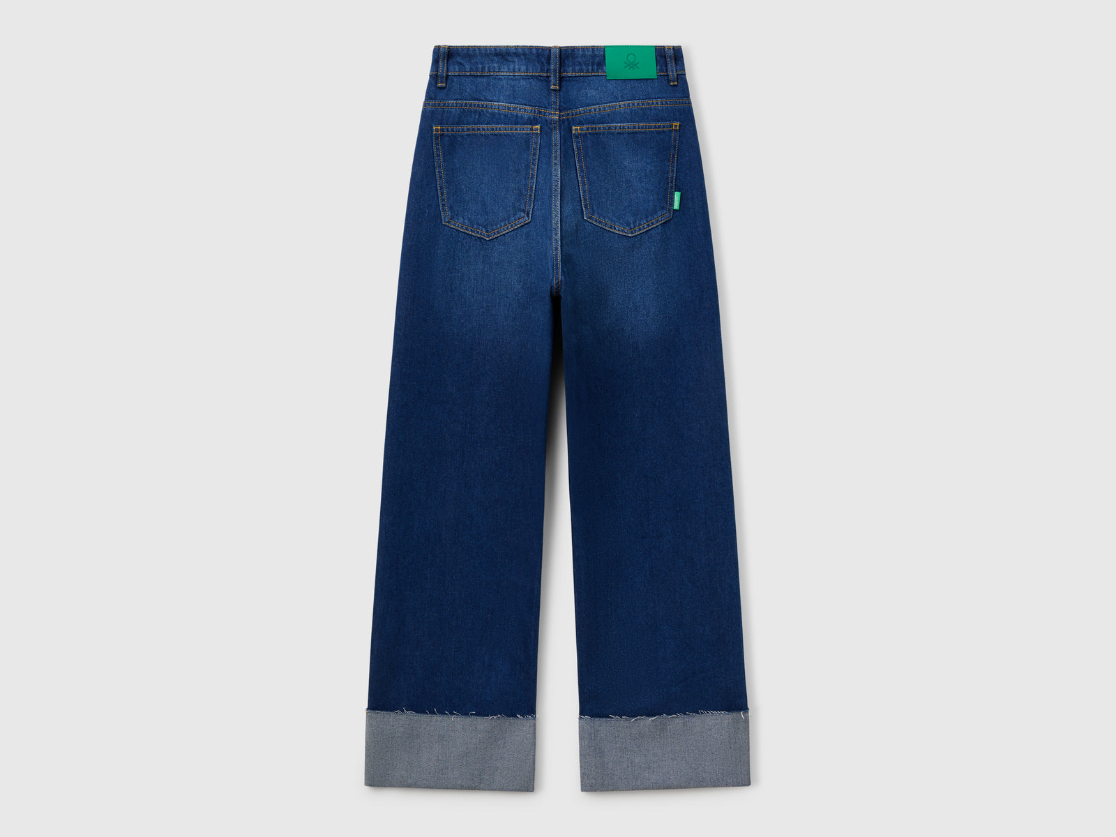 Jeans wide fit con risvolto da donna blu scuro 2 | Benetton Outlet