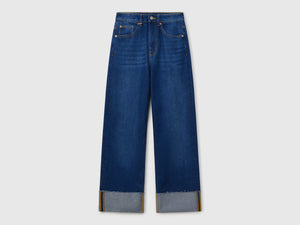 Jeans wide fit con risvolto