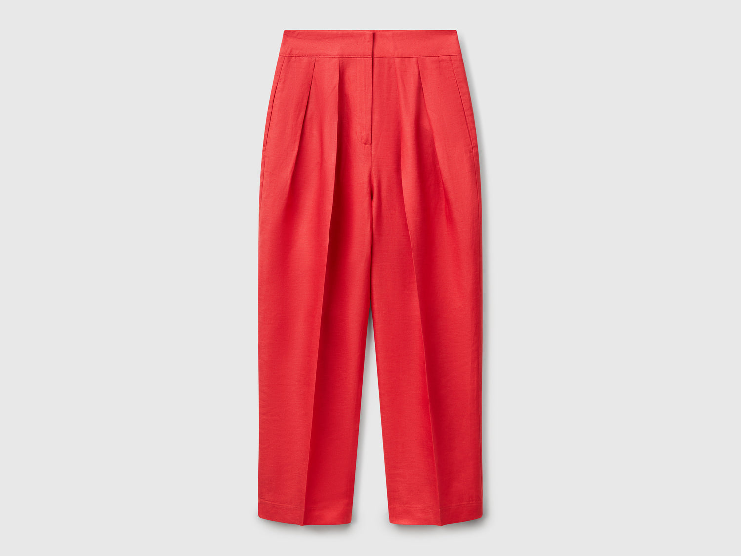 Pantaloni ampi in misto lino da donna rosso mattone | Benetton Outlet