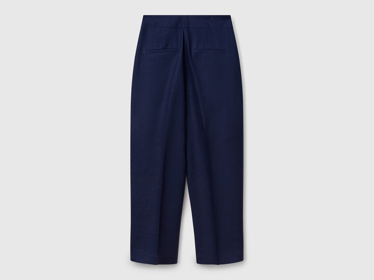Wide-leg trousers in linen blend
