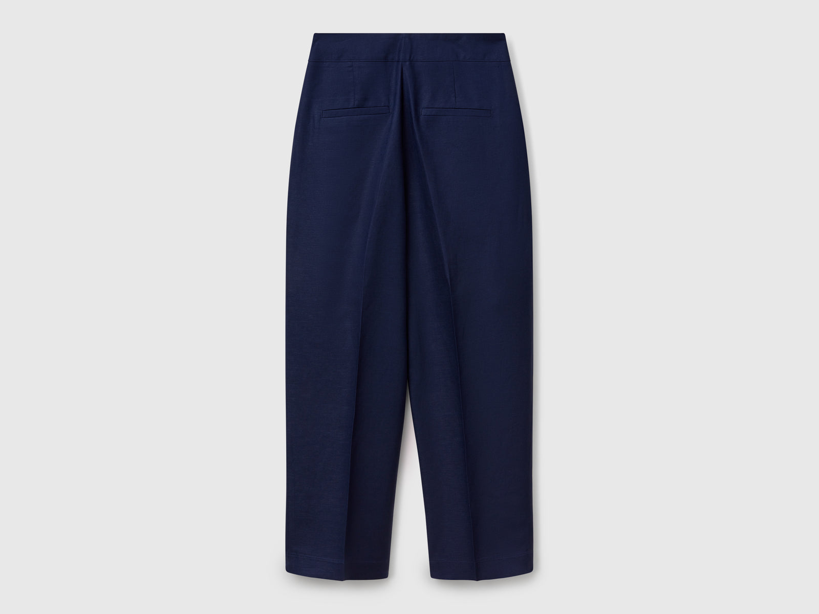 Wide-leg trousers in linen blend da donna blu scuro 2 | Benetton Outlet