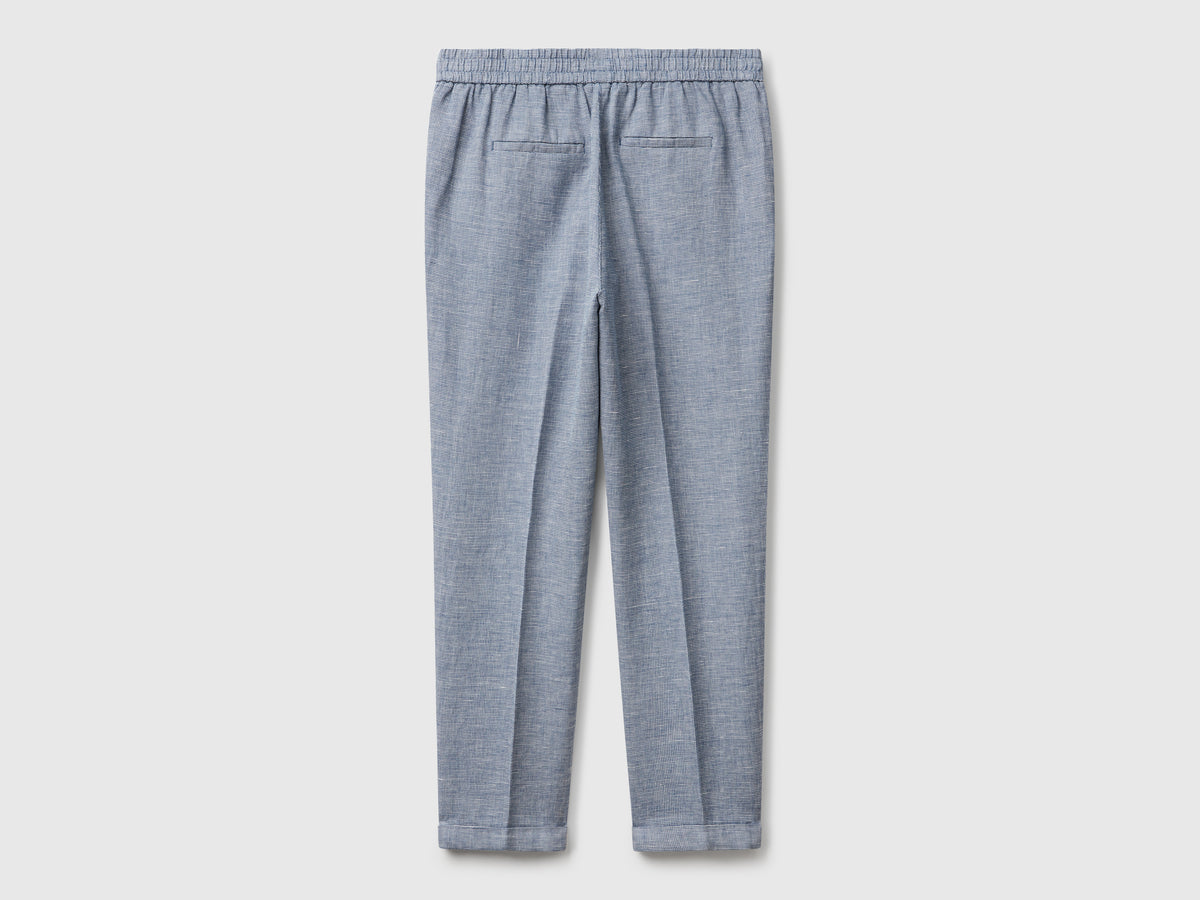 Pantaloni a quadri in misto lino