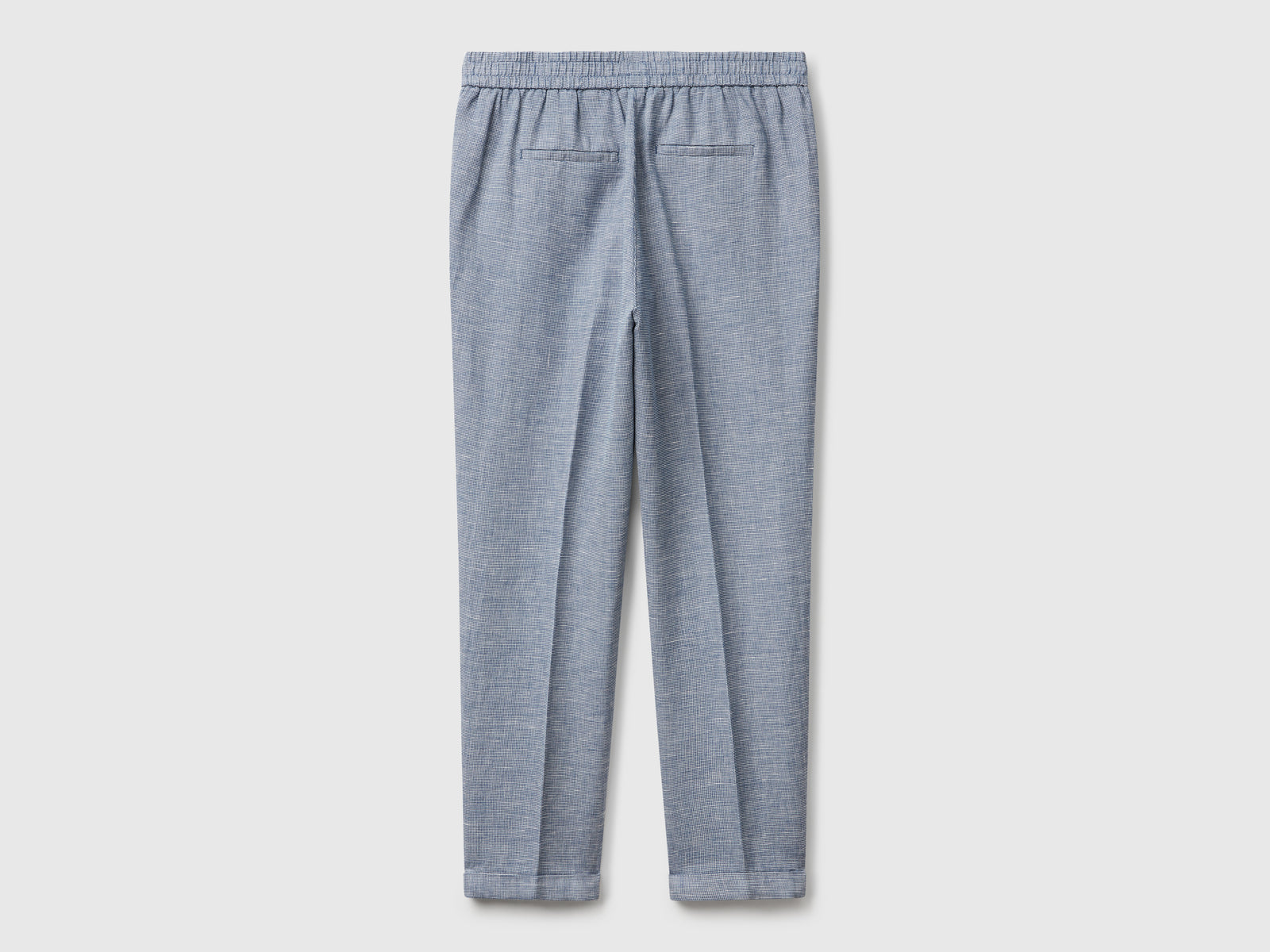 Pantaloni a quadri in misto lino da donna avio 2 | Benetton Outlet
