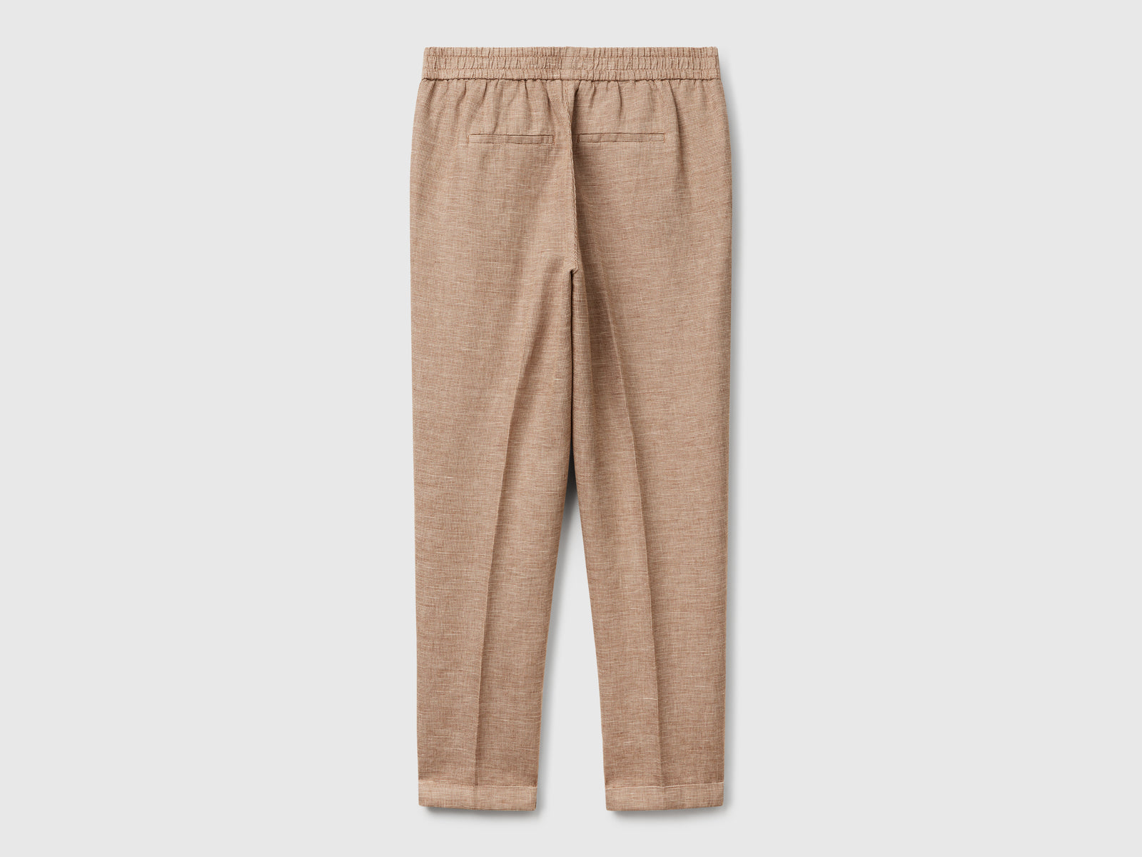 Pantaloni a quadri in misto lino da donna marrone 2 | Benetton Outlet