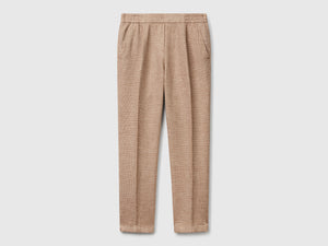 Pantaloni a quadri in misto lino