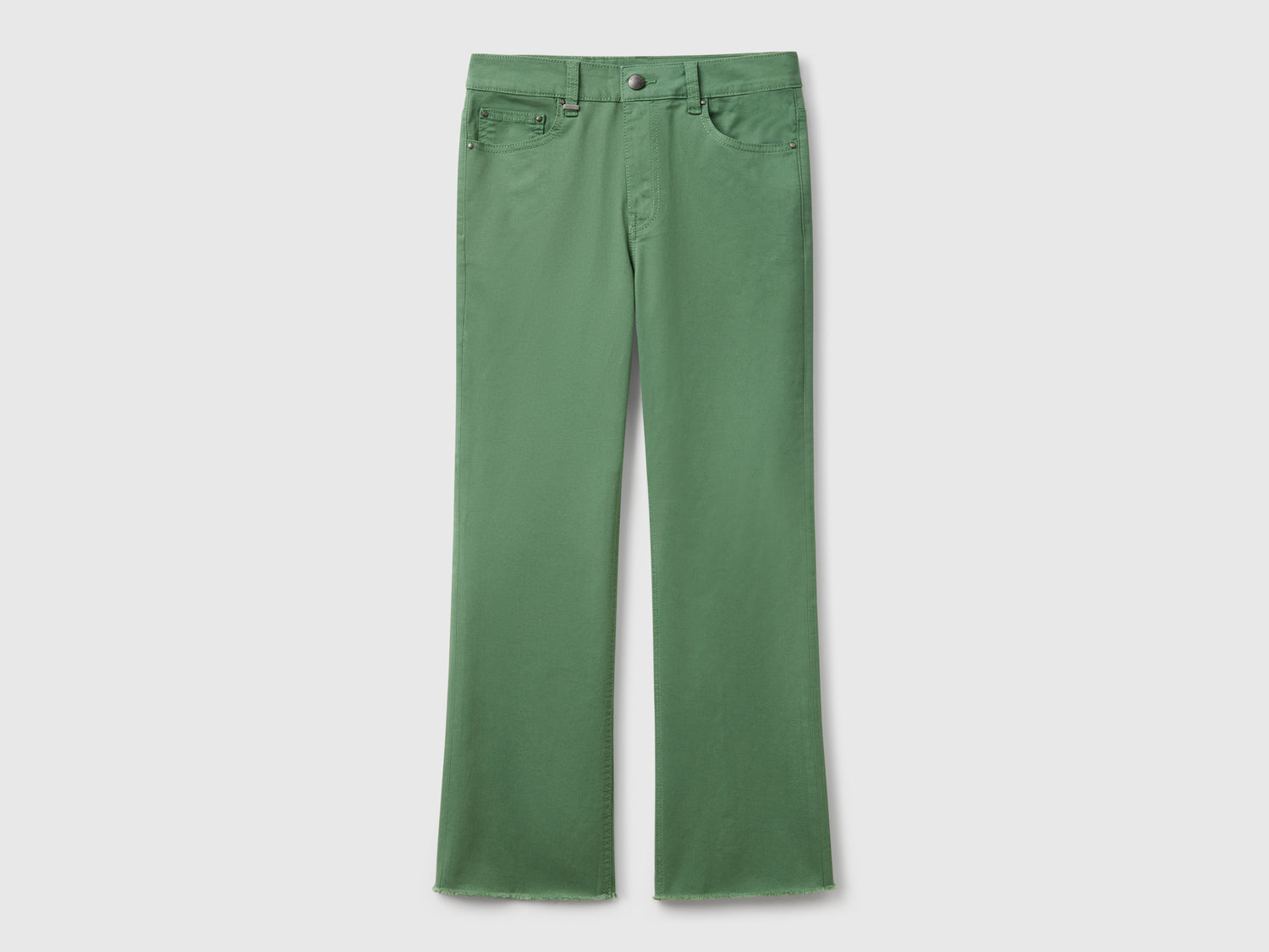 Pantaloni cropped cinque tasche da donna verde | Benetton Outlet