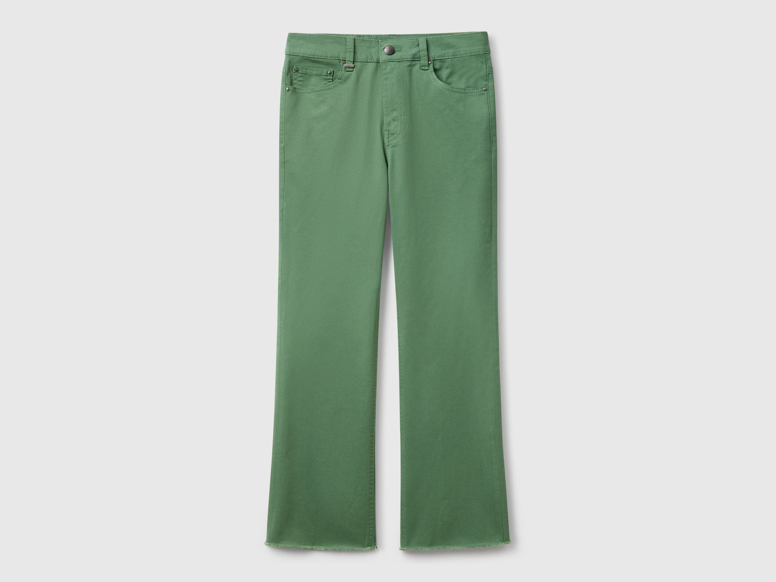 Pantaloni cropped cinque tasche da donna verde | Benetton Outlet