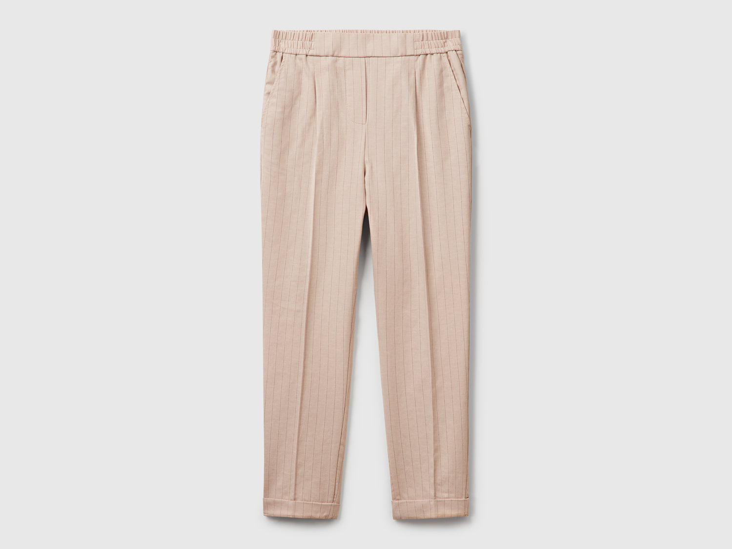 Pantaloni gessati regular fit da donna beige | Benetton Outlet