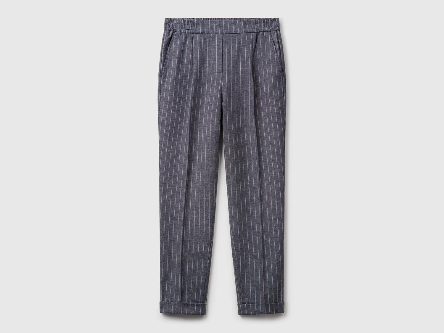 Pantaloni gessati regular fit da donna blu scuro | Benetton Outlet
