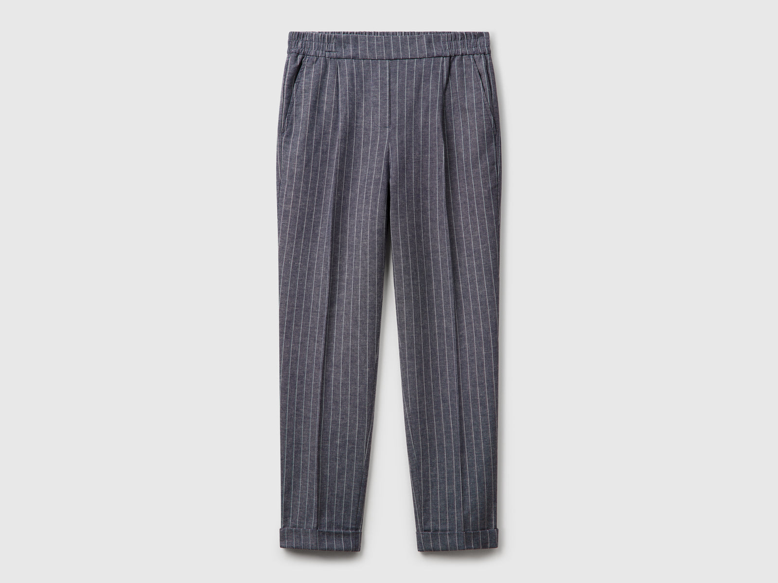 Pantaloni gessati regular fit da donna blu scuro | Benetton Outlet