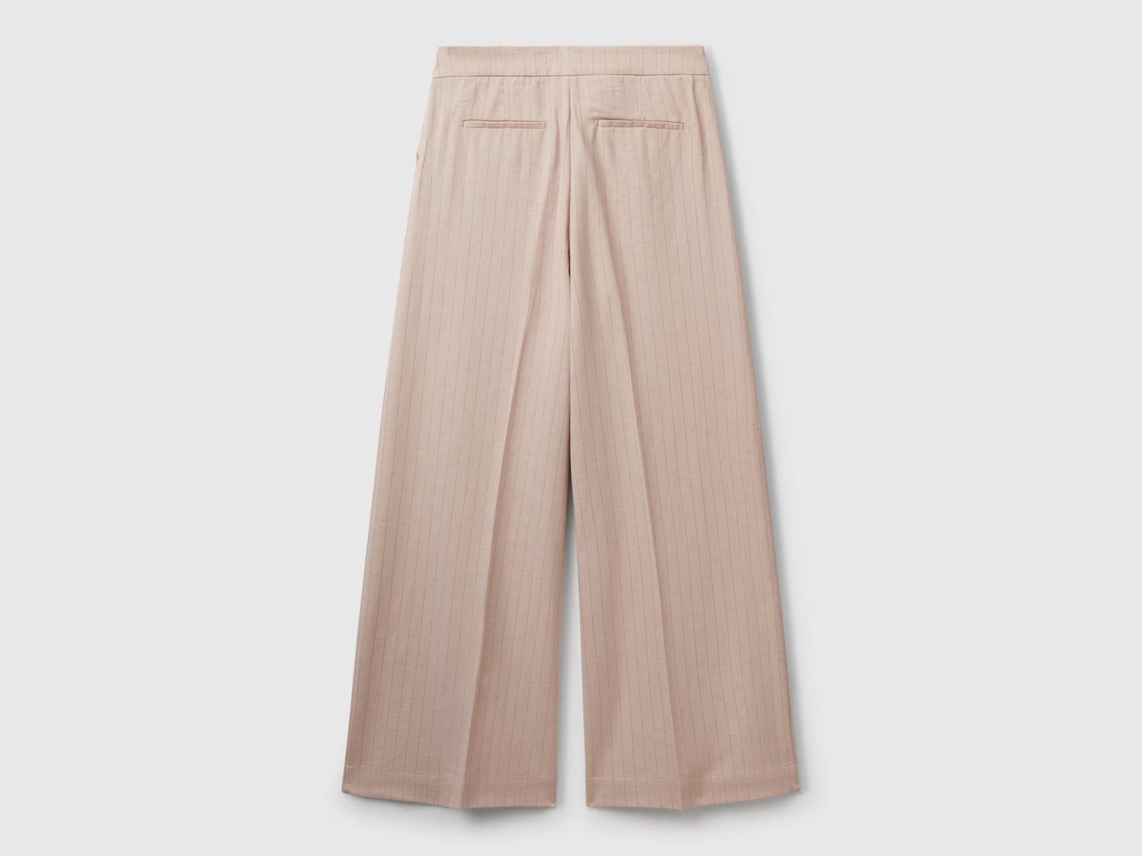 Pantaloni palazzo gessati da donna beige 2 | Benetton Outlet