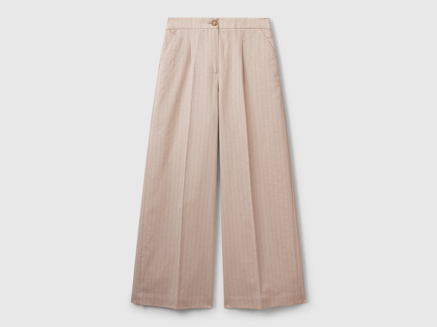 Pantaloni palazzo gessati da donna beige | Benetton Outlet