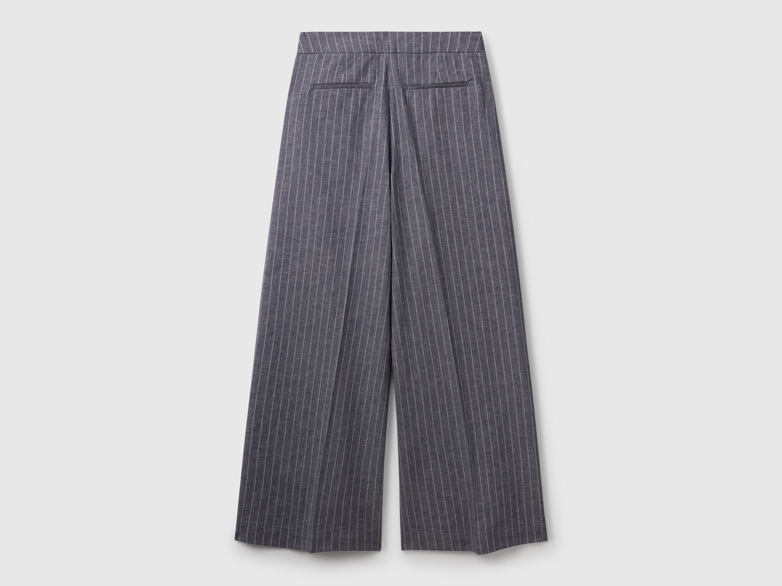 Pantaloni palazzo gessati da donna blu scuro 2 | Benetton Outlet