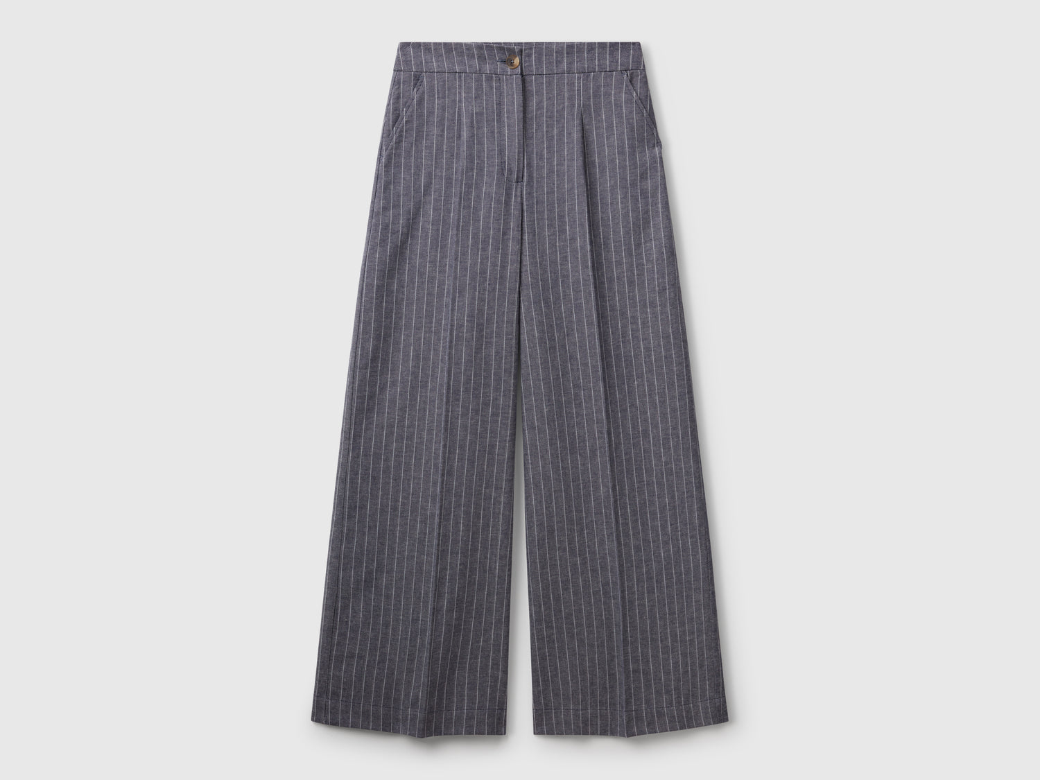 Pantaloni palazzo gessati da donna blu scuro | Benetton Outlet