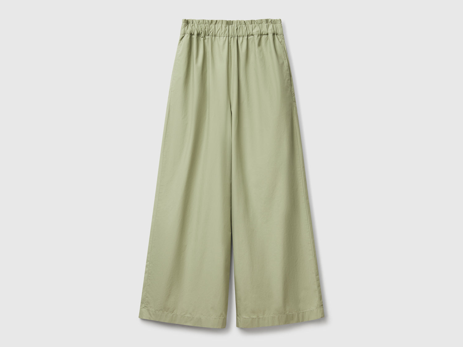 Pantaloni leggeri con gamba ampia da donna verde oliva | Benetton Outlet