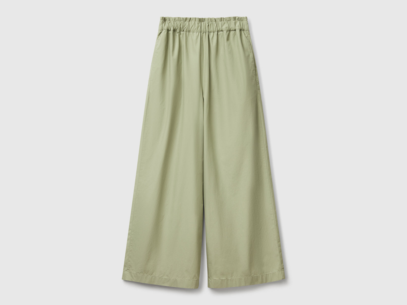 Pantaloni leggeri con gamba ampia da donna verde oliva | Benetton Outlet