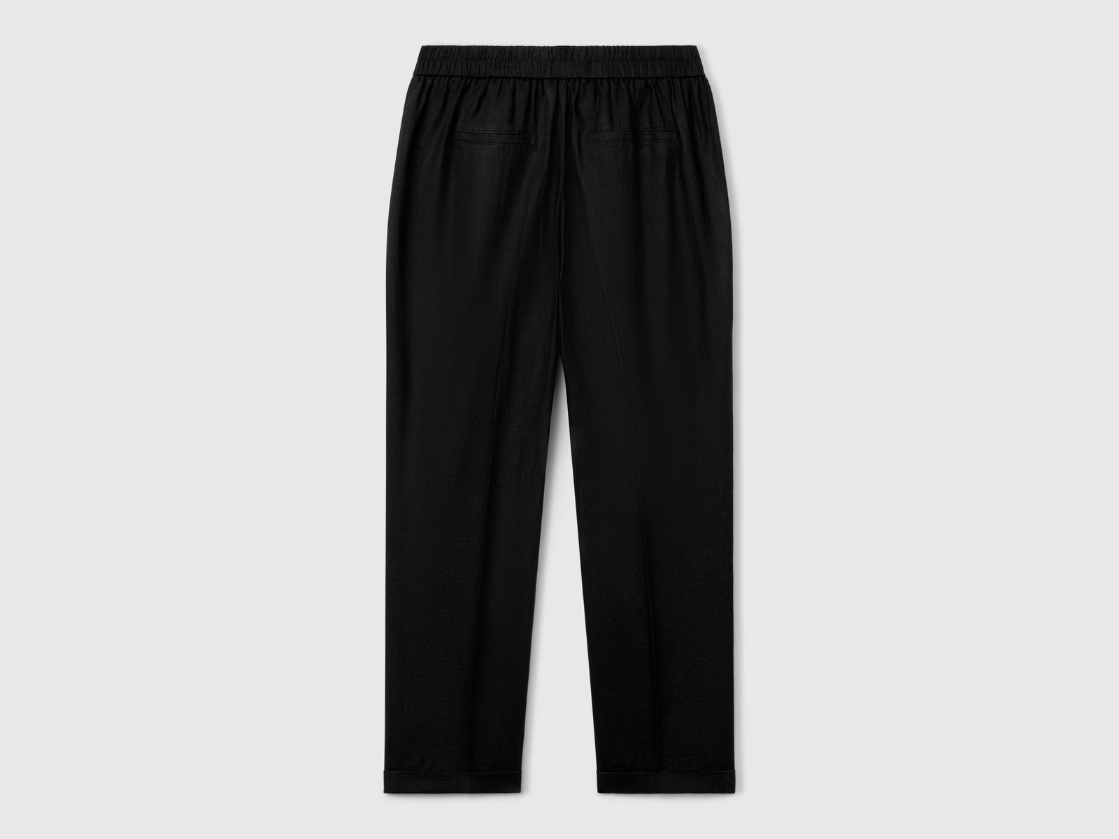 Pantaloni cropped in 100% lino da donna nero 2 | Benetton Outlet