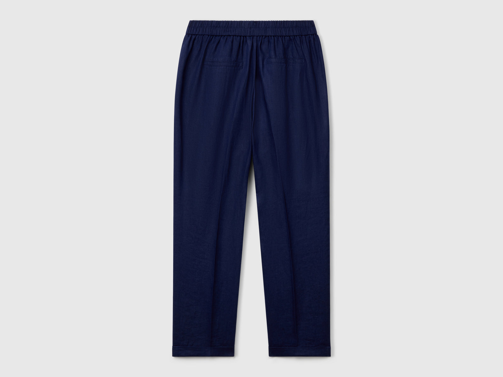 Pantaloni cropped in 100% lino da donna blu scuro 2 | Benetton Outlet