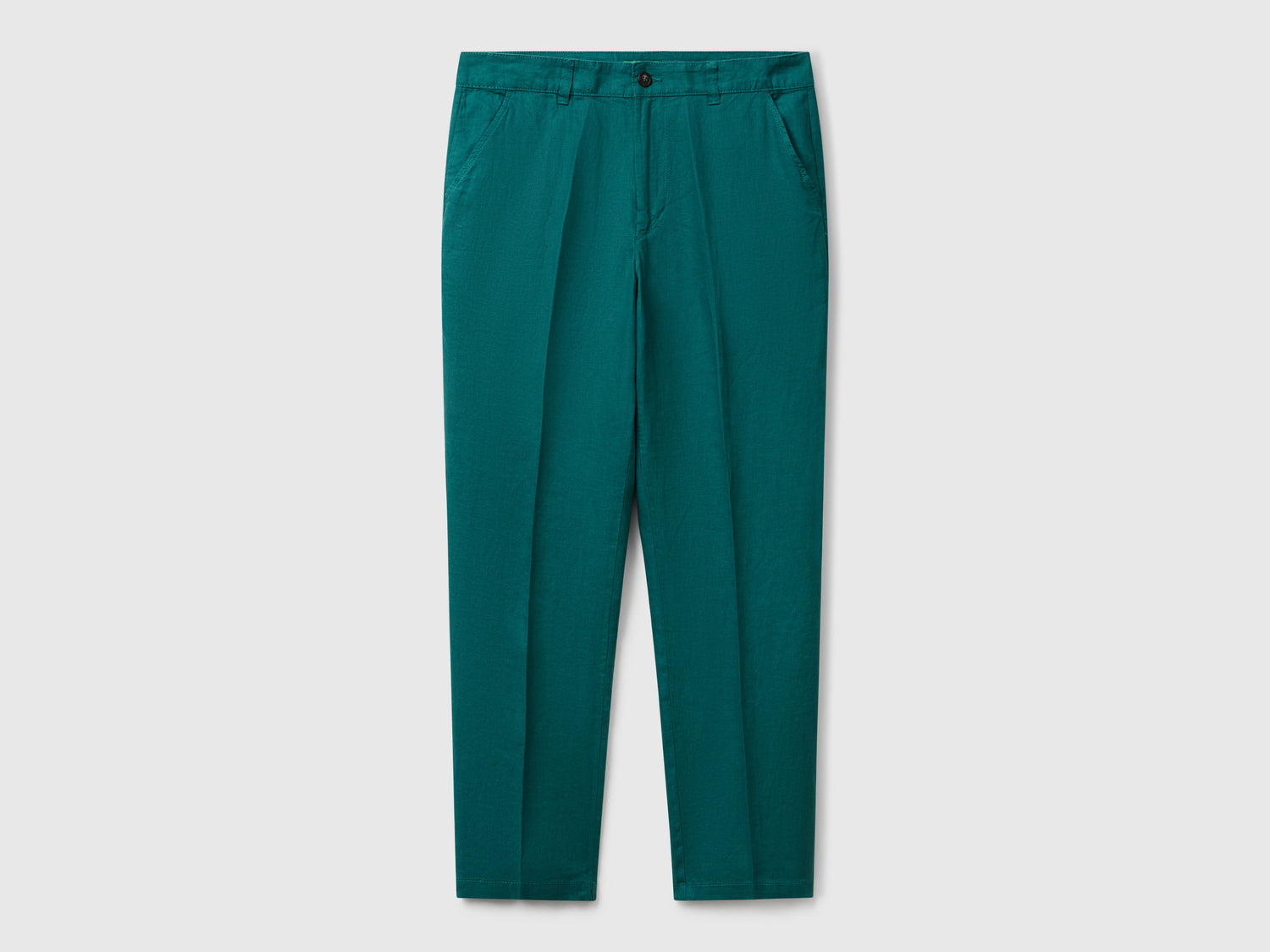 Chino in puro lino da uomo verde scuro | Benetton Outlet