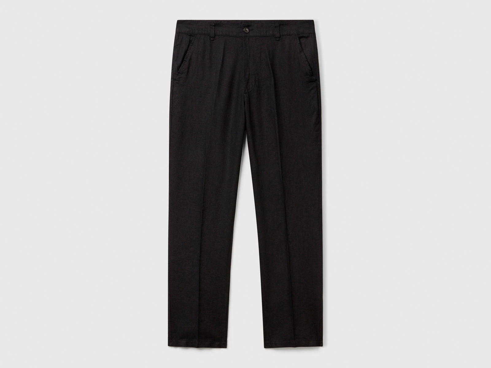Chino in puro lino da uomo nero | Benetton Outlet