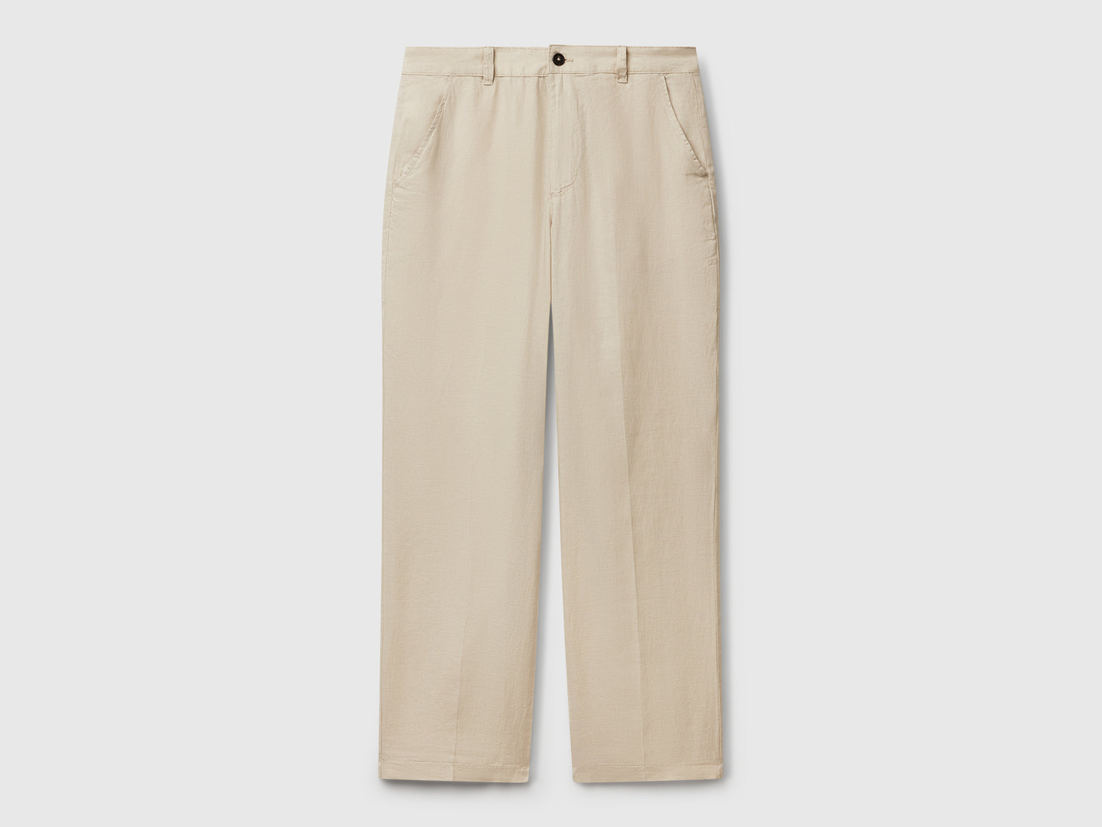 Chino in puro lino da uomo beige | Benetton Outlet