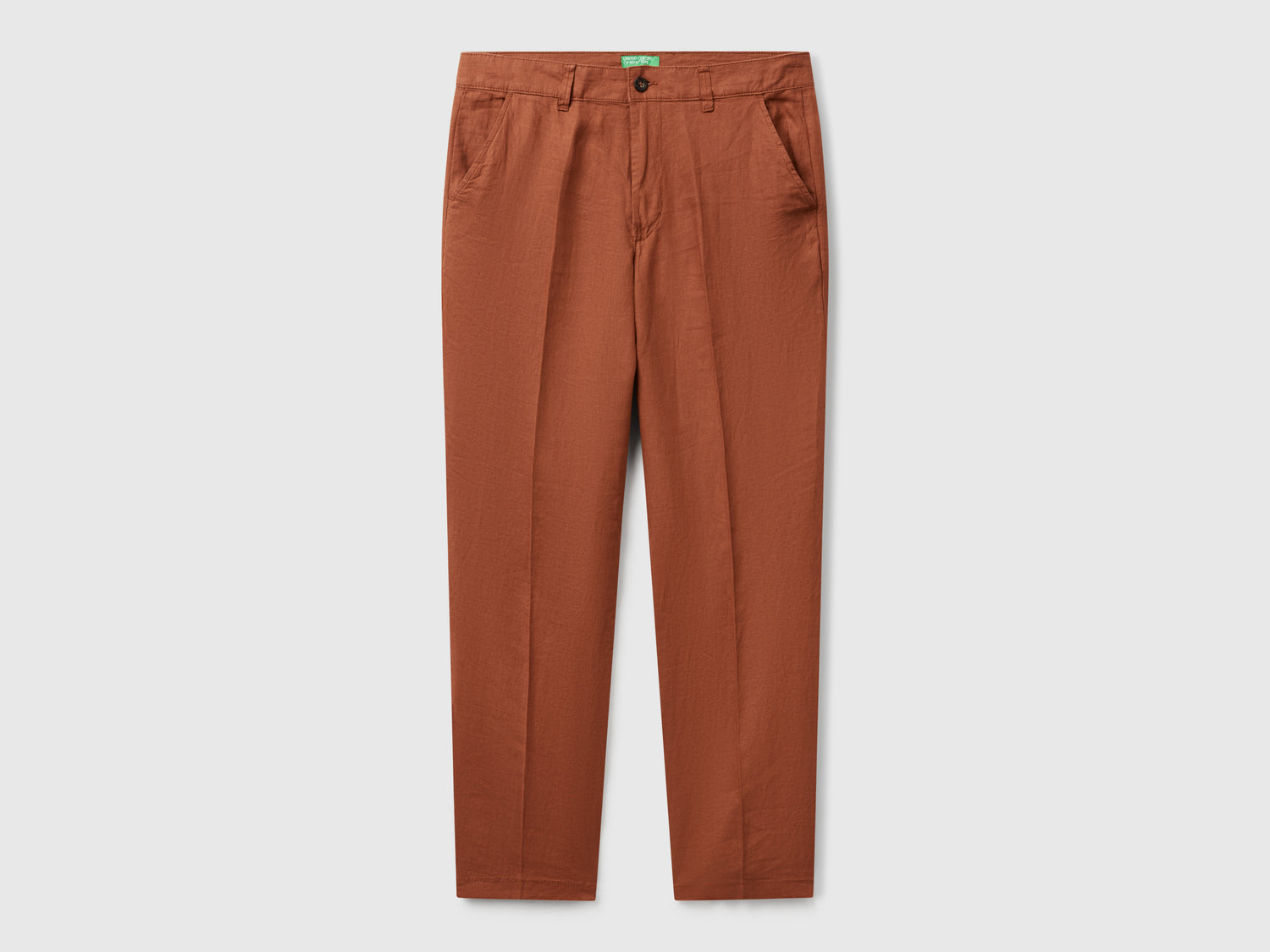 Chino in puro lino da uomo bruciato | Benetton Outlet