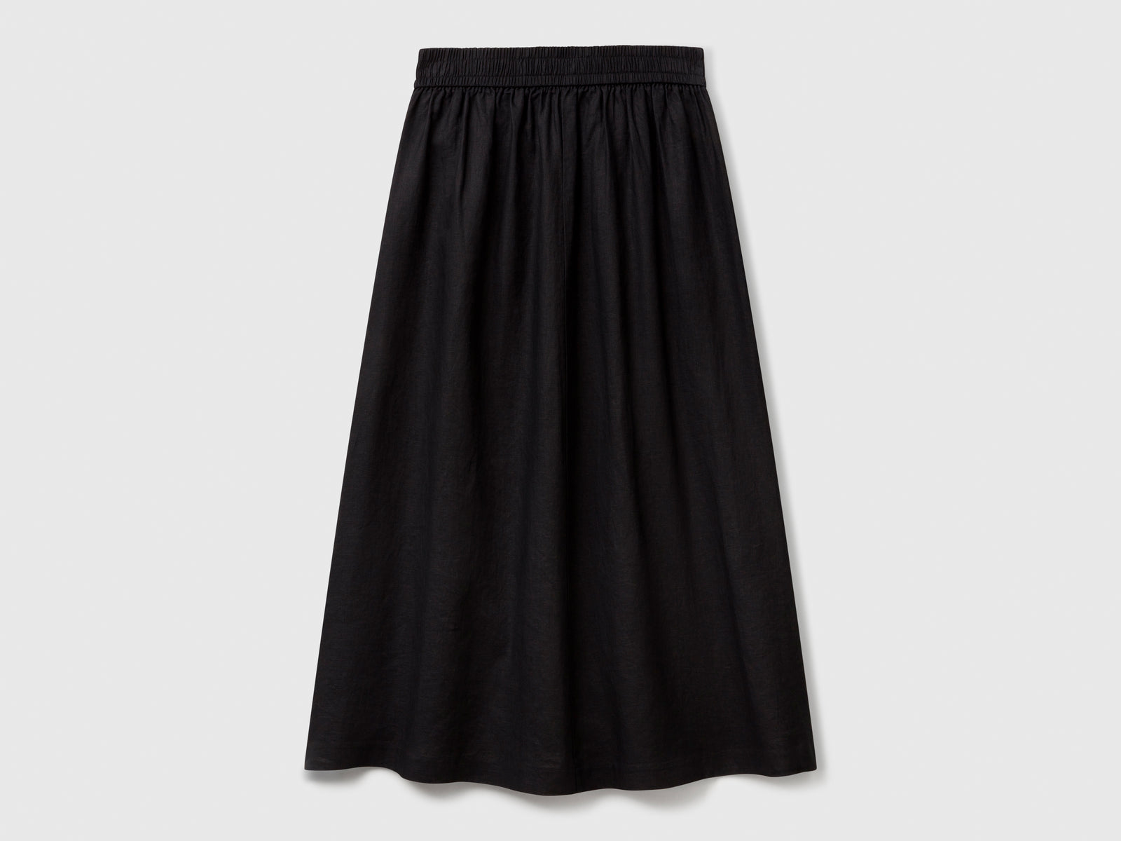 Gonna lunga in puro lino da donna nero 2 | Benetton Outlet