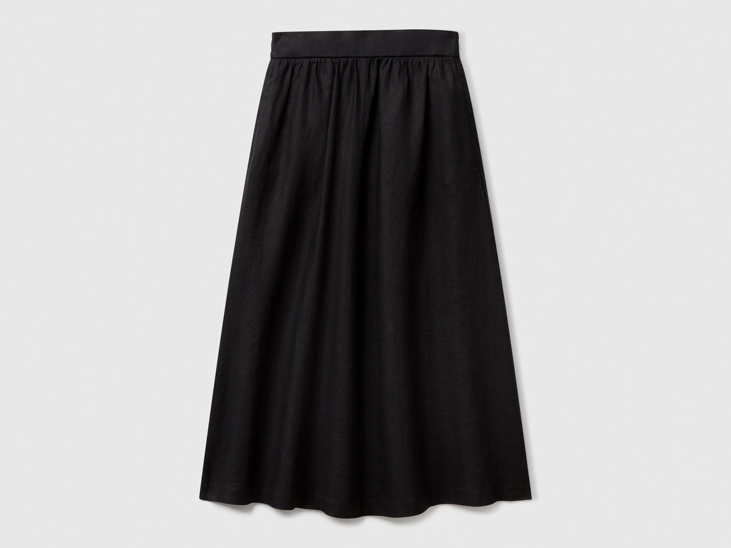Gonna lunga in puro lino da donna nero | Benetton Outlet