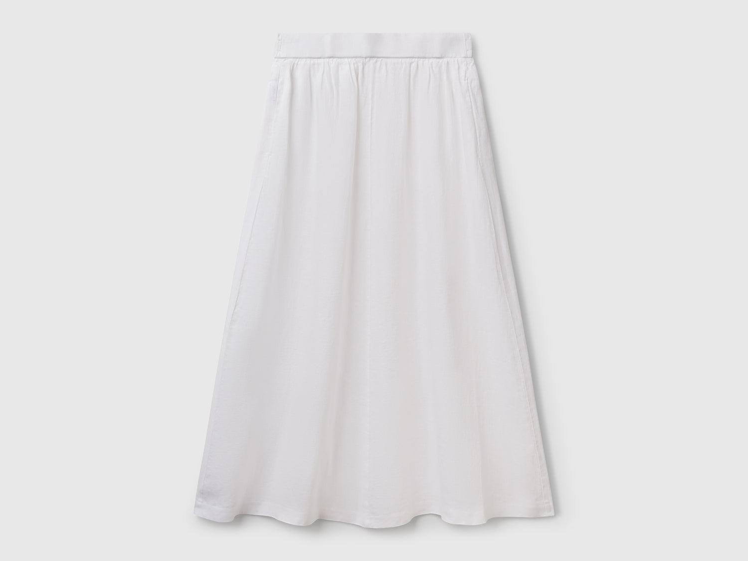 Long skirt in pure linen da donna bianco | Benetton Outlet