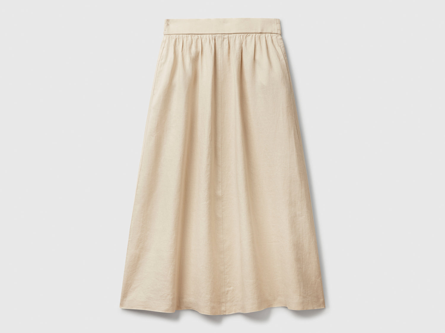 Long skirt in pure linen da donna beige | Benetton Outlet