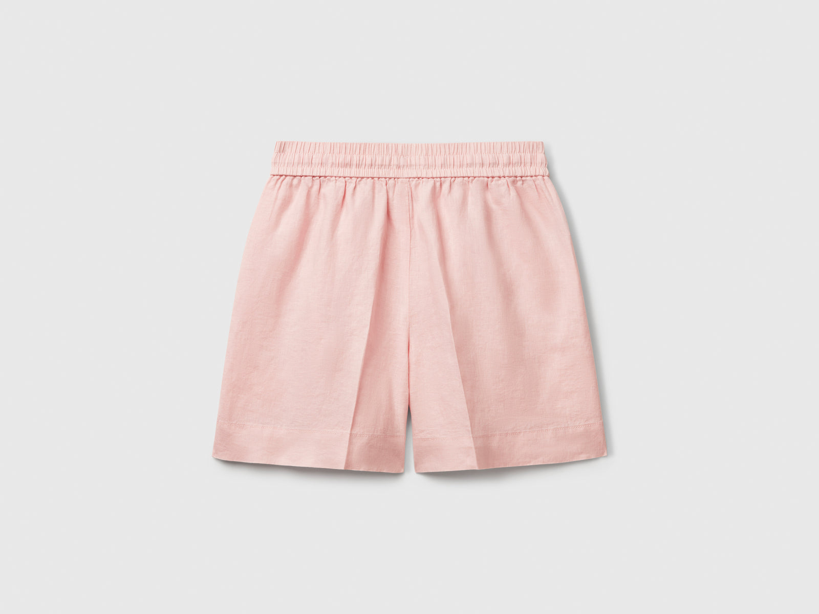 Shorts in puro lino con coulisse da donna rosa tenue 2 | Benetton Outlet
