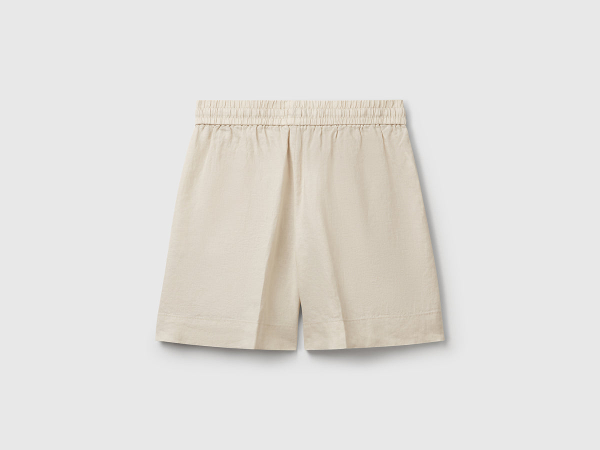 Shorts in puro lino con coulisse
