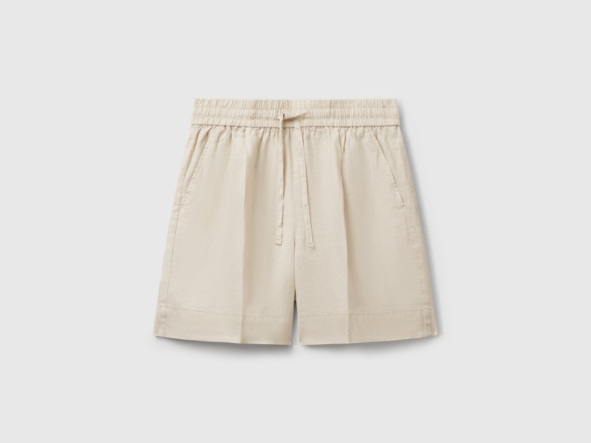 Shorts in puro lino con coulisse