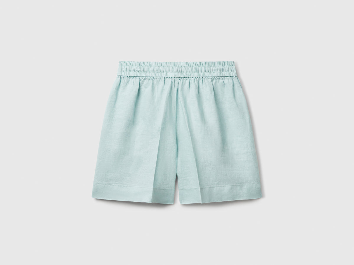 Shorts in puro lino con coulisse