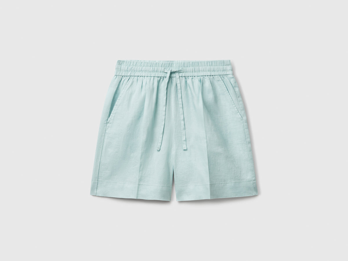 Shorts in puro lino con coulisse