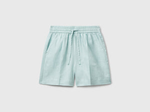 Shorts in puro lino con coulisse