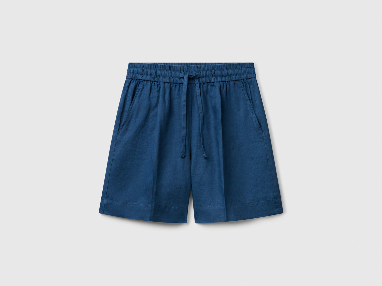 Shorts in puro lino con coulisse da donna avio | Benetton Outlet